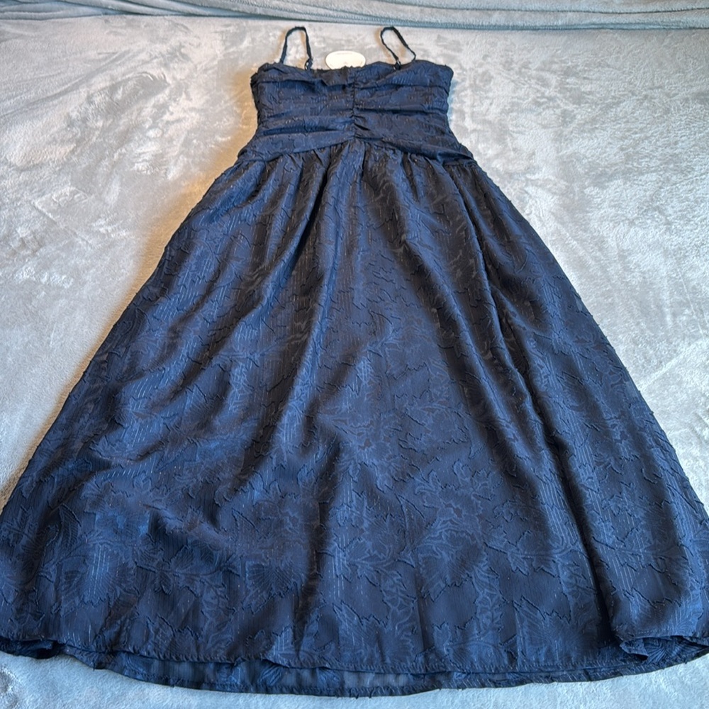 NWT Lost + Wander Celestial Glow Metallic Stripe Dress Navy Size Small - Picture 8 of 15